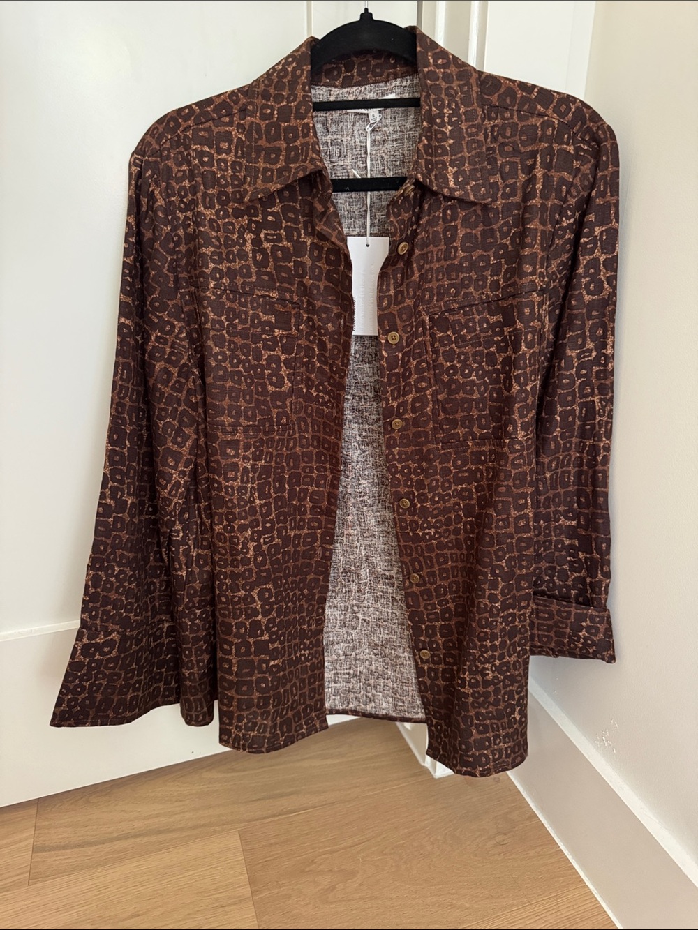 Reformation Brown Printed Button-Up Top